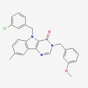 molecular formula C26H22ClN3O2 B2379956 5-(3-chlorobenzyl)-3-(3-methoxybenzyl)-8-methyl-3H-pyrimido[5,4-b]indol-4(5H)-one CAS No. 1189917-77-8