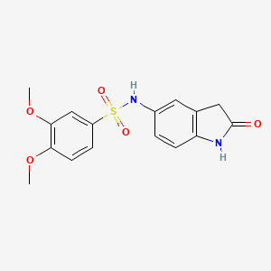 molecular formula C16H16N2O5S B2379960 3,4-dimethoxy-N-(2-oxoindolin-5-yl)benzenesulfonamide CAS No. 921811-95-2