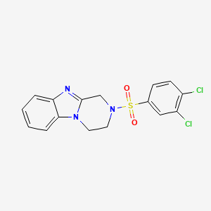 molecular formula C16H13Cl2N3O2S B2379962 2-(3,4-dichlorophenyl)sulfonyl-3,4-dihydro-1H-pyrazino[1,2-a]benzimidazole CAS No. 313223-86-8