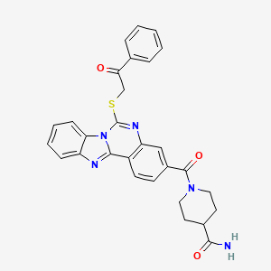 molecular formula C29H25N5O3S B2379980 1-(6-Phenacylsulfanylbenzimidazolo[1,2-c]quinazoline-3-carbonyl)piperidine-4-carboxamide CAS No. 443349-39-1