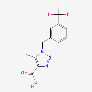 molecular formula C12H10F3N3O2 B2379987 5-methyl-1-[3-(trifluoromethyl)benzyl]-1H-1,2,3-triazole-4-carboxylic acid CAS No. 1111881-74-3
