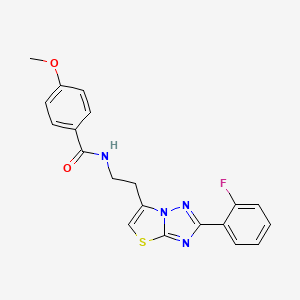 molecular formula C20H17FN4O2S B2379998 N-(2-(2-(2-氟苯基)噻唑并[3,2-b][1,2,4]三唑-6-基)乙基)-4-甲氧基苯甲酰胺 CAS No. 895788-68-8