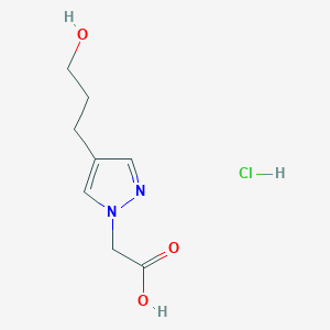molecular formula C8H13ClN2O3 B2380000 [4-(3-Hydroxypropyl)-1H-pyrazol-1-yl]acetic acid hydrochloride CAS No. 1431965-20-6