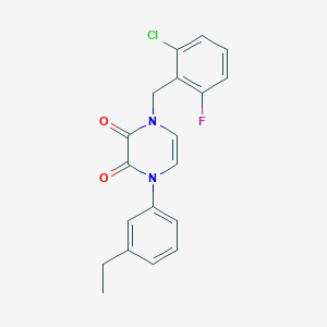 molecular formula C19H16ClFN2O2 B2380002 1-[(2-Chloro-6-fluorophenyl)methyl]-4-(3-ethylphenyl)pyrazine-2,3-dione CAS No. 898454-05-2