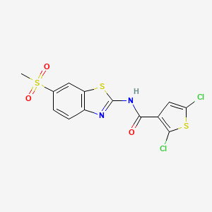 molecular formula C13H8Cl2N2O3S3 B2380004 2,5-二氯-N-(6-(甲磺酰基)苯并[d]噻唑-2-基)噻吩-3-甲酰胺 CAS No. 393838-60-3