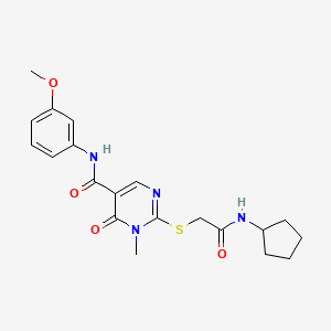 molecular formula C20H24N4O4S B2380009 2-[2-(cyclopentylamino)-2-oxoethyl]sulfanyl-N-(3-methoxyphenyl)-1-methyl-6-oxopyrimidine-5-carboxamide CAS No. 894054-49-0