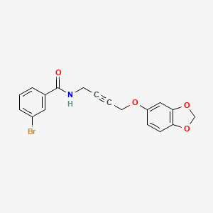 molecular formula C18H14BrNO4 B2380010 N-(4-(苯并[d][1,3]二氧杂环-5-氧基)丁-2-炔-1-基)-3-溴苯甲酰胺 CAS No. 1428352-50-4