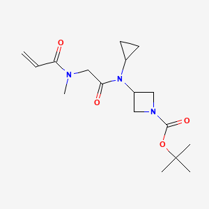 molecular formula C17H27N3O4 B2380011 Tert-butyl 3-[cyclopropyl-[2-[methyl(prop-2-enoyl)amino]acetyl]amino]azetidine-1-carboxylate CAS No. 2361845-83-0