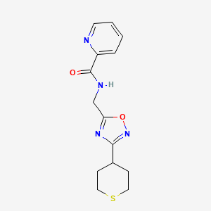 molecular formula C14H16N4O2S B2380013 N-((3-(四氢-2H-噻吩-4-基)-1,2,4-恶二唑-5-基)甲基)吡啶甲酰胺 CAS No. 2034379-92-3