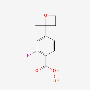 molecular formula C11H10FLiO3 B2380017 Lithium;2-fluoro-4-(2-methyloxetan-2-yl)benzoate CAS No. 2470436-81-6
