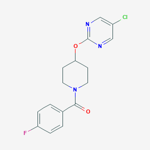molecular formula C16H15ClFN3O2 B2380024 [4-(5-Chloropyrimidin-2-yl)oxypiperidin-1-yl]-(4-fluorophenyl)methanone CAS No. 2380142-51-6
