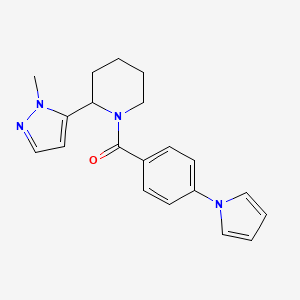 molecular formula C20H22N4O B2380027 [2-(2-Methylpyrazol-3-yl)piperidin-1-yl]-(4-pyrrol-1-ylphenyl)methanone CAS No. 2309585-73-5