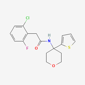 molecular formula C17H17ClFNO2S B2380030 2-(2-chloro-6-fluorophenyl)-N-(4-(thiophen-2-yl)tetrahydro-2H-pyran-4-yl)acetamide CAS No. 2034538-37-7
