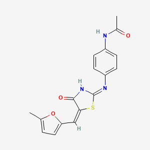 molecular formula C17H15N3O3S B2380035 N-[4-({(5E)-5-[(5-甲基呋喃-2-基)亚甲基]-4-氧代-4,5-二氢-1,3-噻唑-2-基}氨基)苯基]乙酰胺 CAS No. 868142-92-1