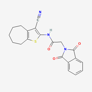 molecular formula C20H17N3O3S B2380040 N-(3-氰基-5,6,7,8-四氢-4H-环庚并[b]噻吩-2-基)-2-(1,3-二氧代异吲哚-2-基)乙酰胺 CAS No. 378769-38-1