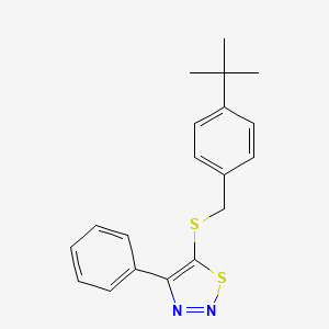 molecular formula C19H20N2S2 B2380049 5-{[4-(Tert-butyl)benzyl]sulfanyl}-4-phenyl-1,2,3-thiadiazole CAS No. 400080-91-3