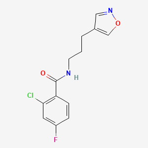molecular formula C13H12ClFN2O2 B2380050 2-chloro-4-fluoro-N-(3-(isoxazol-4-yl)propyl)benzamide CAS No. 1903247-86-8