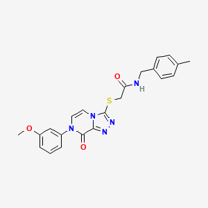 molecular formula C22H21N5O3S B2380058 2-[[7-(3-methoxyphenyl)-8-oxo-[1,2,4]triazolo[4,3-a]pyrazin-3-yl]sulfanyl]-N-[(4-methylphenyl)methyl]acetamide CAS No. 1223962-30-8