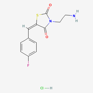 molecular formula C12H12ClFN2O2S B2380061 (5E)-3-(2-aminoethyl)-5-(4-fluorobenzylidene)-1,3-thiazolidine-2,4-dione hydrochloride CAS No. 301842-89-7