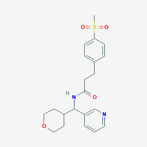 3-(4-(methylsulfonyl)phenyl)-N-(pyridin-3-yl(tetrahydro-2H-pyran-4-yl)methyl)propanamide