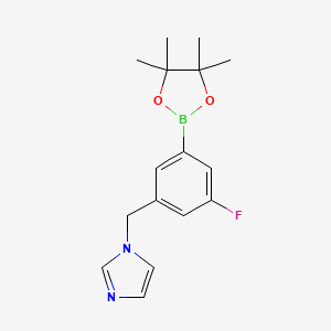 molecular formula C16H20BFN2O2 B2380073 1-{[3-fluoro-5-(tetramethyl-1,3,2-dioxaborolan-2-yl)phenyl]methyl}-1H-imidazole CAS No. 2246882-18-6