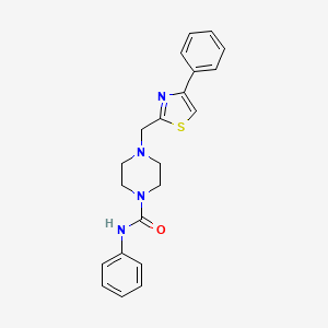 molecular formula C21H22N4OS B2380082 N-phenyl-4-((4-phenylthiazol-2-yl)methyl)piperazine-1-carboxamide CAS No. 1105216-69-0