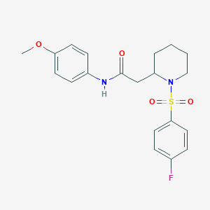 molecular formula C20H23FN2O4S B2380083 2-(1-((4-氟苯基)磺酰基)哌啶-2-基)-N-(4-甲氧基苯基)乙酰胺 CAS No. 1021118-61-5