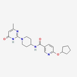 molecular formula C21H27N5O3 B2380085 6-(cyclopentyloxy)-N-(1-(4-methyl-6-oxo-1,6-dihydropyrimidin-2-yl)piperidin-4-yl)nicotinamide CAS No. 1903389-84-3