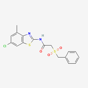 molecular formula C17H15ClN2O3S2 B2380092 2-(benzylsulfonyl)-N-(6-chloro-4-methylbenzo[d]thiazol-2-yl)acetamide CAS No. 923460-35-9