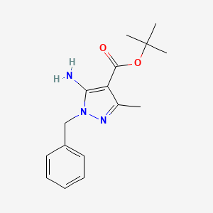molecular formula C16H21N3O2 B2380097 Tert-butyl 5-amino-1-benzyl-3-methylpyrazole-4-carboxylate CAS No. 2248383-26-6