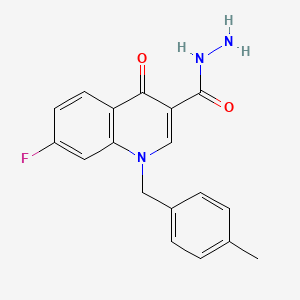molecular formula C18H16FN3O2 B2380109 7-Fluoro-1-(4-methylbenzyl)-4-oxo-1,4-dihydro-3-quinolinecarbohydrazide CAS No. 478043-11-7