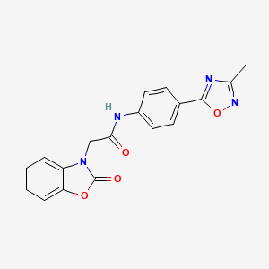 molecular formula C18H14N4O4 B2380110 N-(4-(3-methyl-1,2,4-oxadiazol-5-yl)phenyl)-2-(2-oxobenzo[d]oxazol-3(2H)-yl)acetamide CAS No. 1226450-78-7