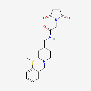 molecular formula C20H27N3O3S B2380112 2-(2,5-dioxopyrrolidin-1-yl)-N-((1-(2-(methylthio)benzyl)piperidin-4-yl)methyl)acetamide CAS No. 1235029-31-8