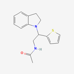 molecular formula C16H18N2OS B2380114 N-(2-(indolin-1-yl)-2-(thiophen-2-yl)ethyl)acetamide CAS No. 898433-52-8