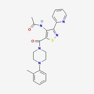molecular formula C22H23N5O2S B2380118 N-(3-(pyridin-2-yl)-5-(4-(o-tolyl)piperazine-1-carbonyl)isothiazol-4-yl)acetamide CAS No. 1251674-92-6