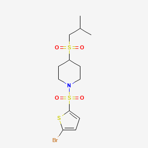molecular formula C13H20BrNO4S3 B2380127 1-((5-Bromothiophen-2-yl)sulfonyl)-4-(isobutylsulfonyl)piperidine CAS No. 1797837-69-4