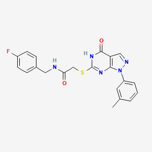 molecular formula C21H18FN5O2S B2380128 N-(4-fluorobenzyl)-2-((4-hydroxy-1-(m-tolyl)-1H-pyrazolo[3,4-d]pyrimidin-6-yl)thio)acetamide CAS No. 922842-45-3
