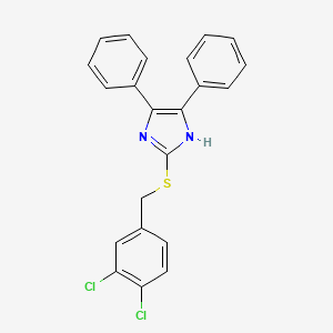 molecular formula C22H16Cl2N2S B2380130 2-[(3,4-dichlorobenzyl)sulfanyl]-4,5-diphenyl-1H-imidazole CAS No. 338412-84-3