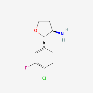 molecular formula C10H11ClFNO B2380132 rel-(2S,3R)-2-(4-氯-3-氟苯基)恶唑烷-3-胺 CAS No. 2044706-18-3