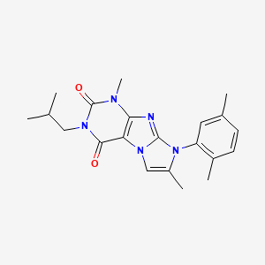 molecular formula C21H25N5O2 B2380136 6-(2,5-Dimethylphenyl)-4,7-dimethyl-2-(2-methylpropyl)purino[7,8-a]imidazole-1,3-dione CAS No. 899726-78-4