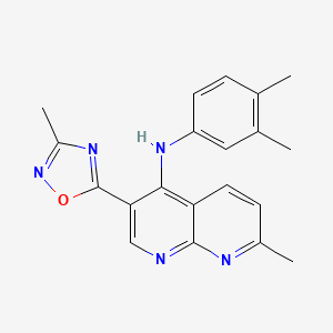 molecular formula C20H19N5O B2380137 N-(3,4-二甲基苯基)-7-甲基-3-(3-甲基-1,2,4-恶二唑-5-基)-1,8-萘啶-4-胺 CAS No. 1251606-03-7