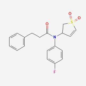 molecular formula C19H18FNO3S B2380139 N-(1,1-dioxido-2,3-dihydrothiophen-3-yl)-N-(4-fluorophenyl)-3-phenylpropanamide CAS No. 863022-39-3