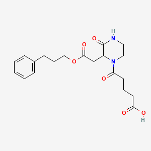 molecular formula C20H26N2O6 B2380146 5-Oxo-5-{3-oxo-2-[2-oxo-2-(3-phenylpropoxy)ethyl]-1-piperazinyl}pentanoic acid CAS No. 1024712-86-4