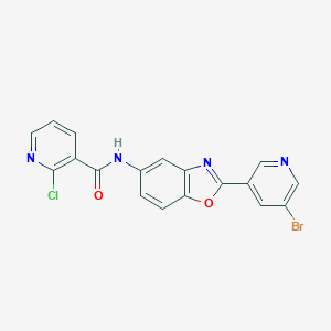 molecular formula C18H10BrClN4O2 B238015 N-[2-(5-bromopyridin-3-yl)-1,3-benzoxazol-5-yl]-2-chloropyridine-3-carboxamide 