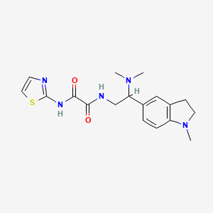 molecular formula C18H23N5O2S B2380150 N1-(2-(二甲氨基)-2-(1-甲基吲哚-5-基)乙基)-N2-(噻唑-2-基)草酰胺 CAS No. 922013-85-2