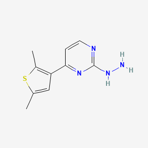 molecular formula C10H12N4S B2380152 4-(2,5-二甲基-3-噻吩基)-2-肼基嘧啶 CAS No. 1308384-61-3