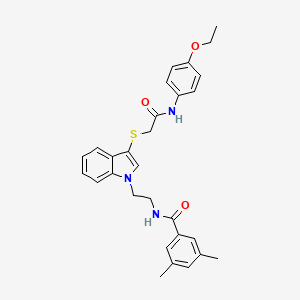 N-[2-[3-[2-(4-ethoxyanilino)-2-oxoethyl]sulfanylindol-1-yl]ethyl]-3,5-dimethylbenzamide
