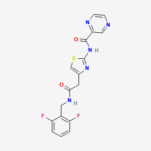 molecular formula C17H13F2N5O2S B2380159 N-(4-(2-((2,6-二氟苄基)氨基)-2-氧代乙基)噻唑-2-基)吡嗪-2-甲酰胺 CAS No. 1206987-38-3