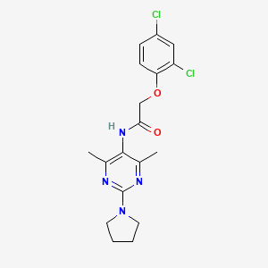 molecular formula C18H20Cl2N4O2 B2380170 2-(2,4-Dichlorophenoxy)-N-(4,6-dimethyl-2-pyrrolidin-1-ylpyrimidin-5-yl)acetamide CAS No. 1797214-60-8