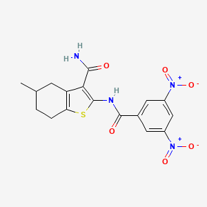 molecular formula C17H16N4O6S B2380172 2-(3,5-Dinitrobenzamido)-5-methyl-4,5,6,7-tetrahydrobenzo[b]thiophene-3-carboxamide CAS No. 476280-30-5